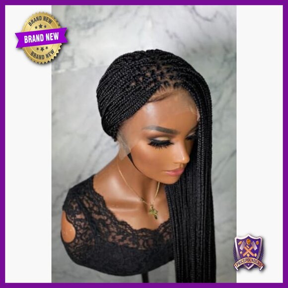 28-Inch Full Lace Knotless Braided Wig, Premium Human Hair, Glueless main image 5